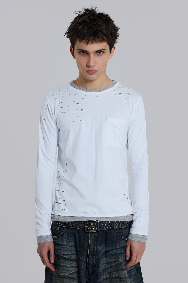 Distressed Double-Layered Waffle Top | Jaded London | Clothing