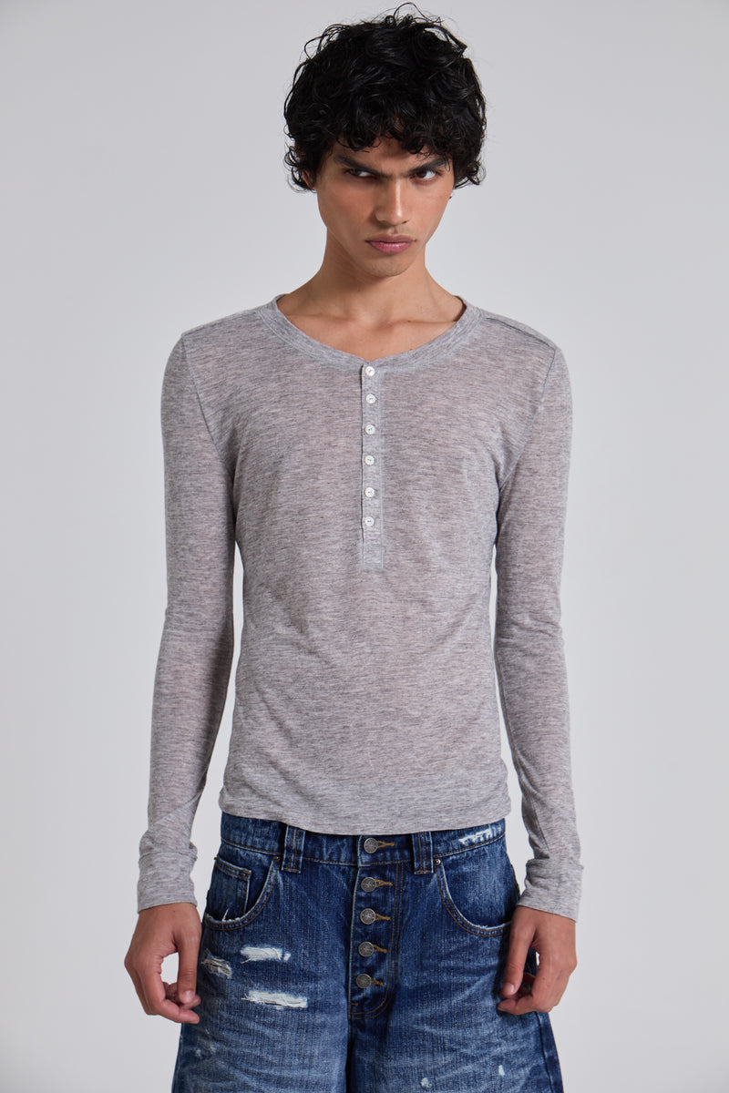 Grey Marl Haze Long Sleeve Top
