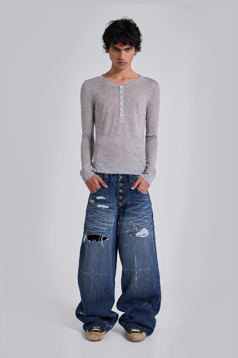 Grey Marl Haze Long Sleeve Top