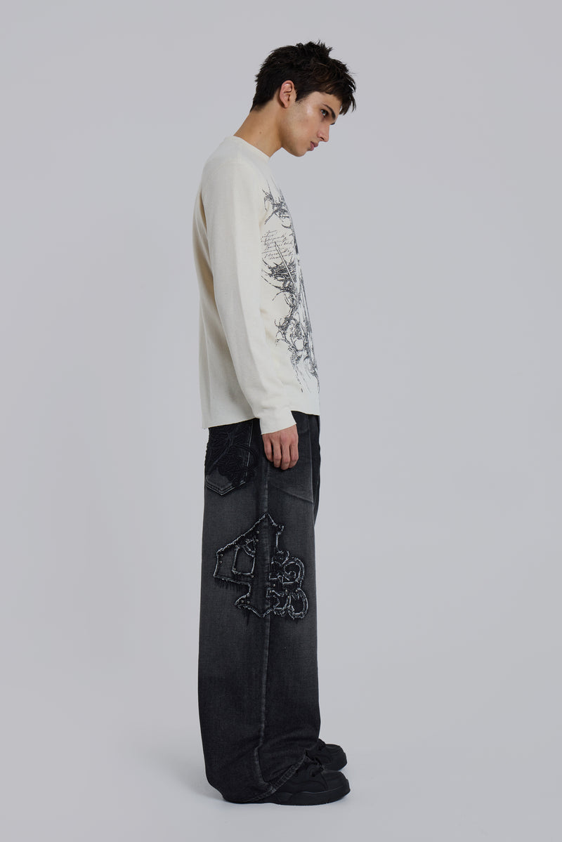 Black Raised Embroidery XL Colossus | Jaded London | Clothing