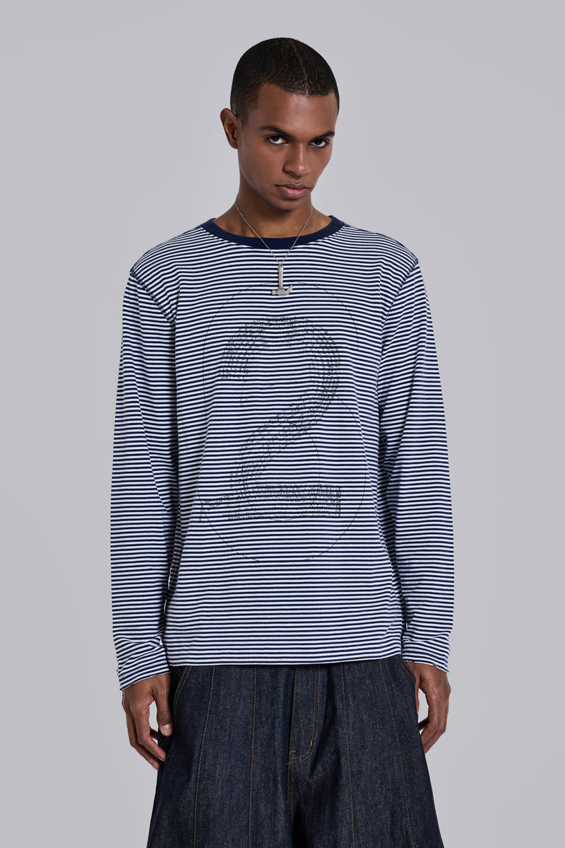 62 Stripe Navy Long-Sleeve Top | Jaded London | Clothing