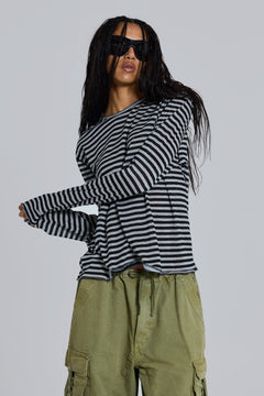 Stripe Long Sleeve Top - XXS / Grey