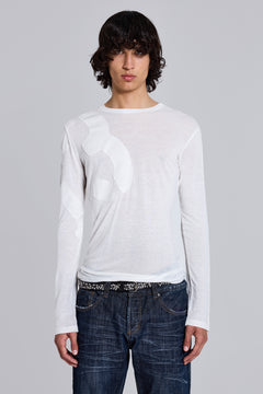 13 Applique Linen Top - L / White