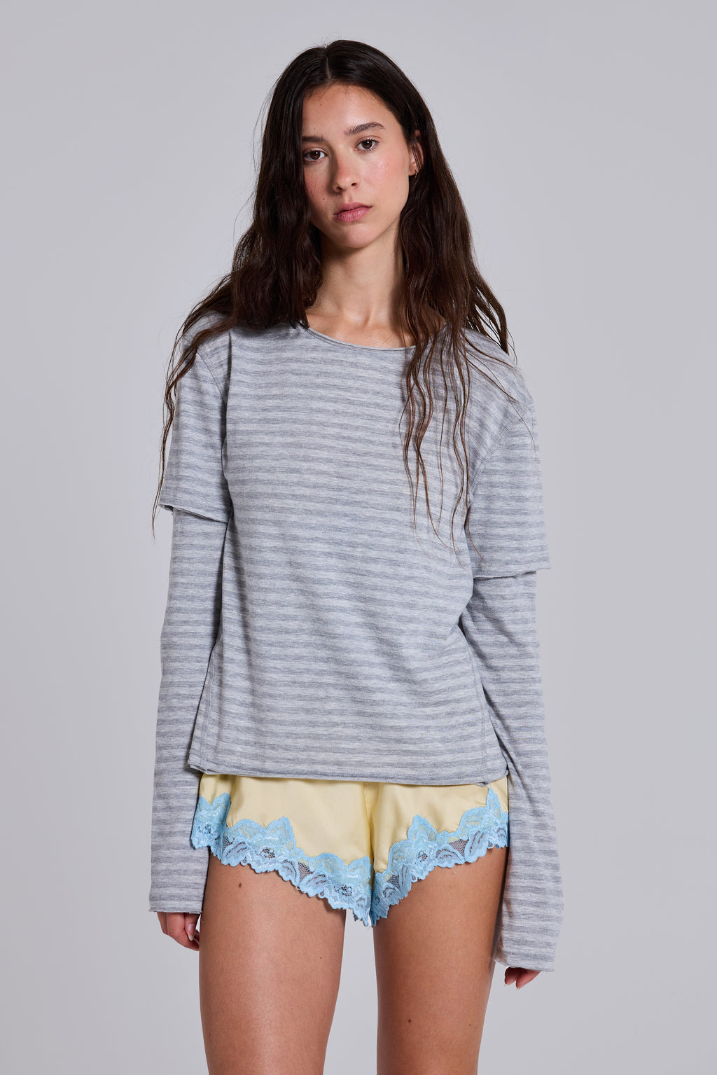 Line Double Layer Long Sleeve Top | Jaded London | Clothing