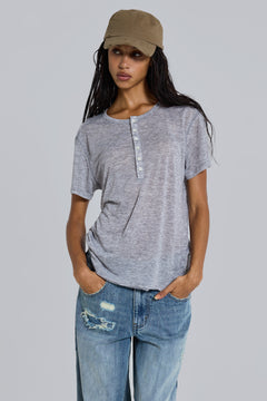 Grey Marl Haze Henley T-Shirt - XXS / Grey