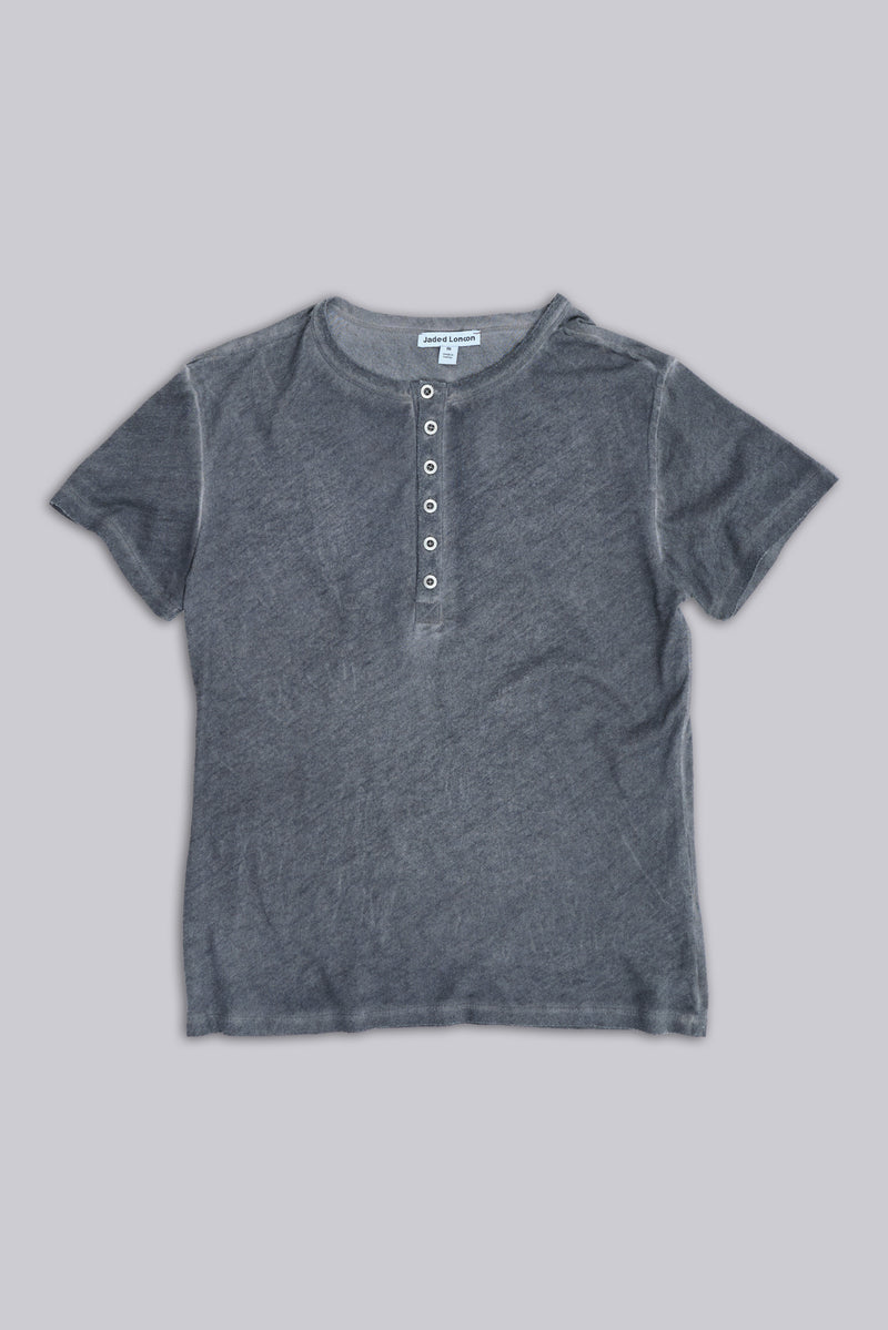 Washed Black Haze Henley T-Shirt