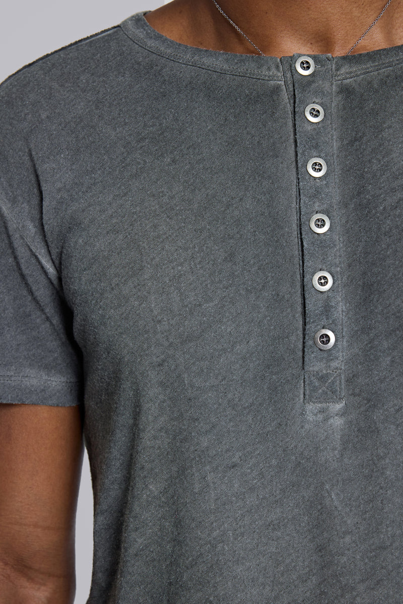 Washed Black Haze Henley T-Shirt
