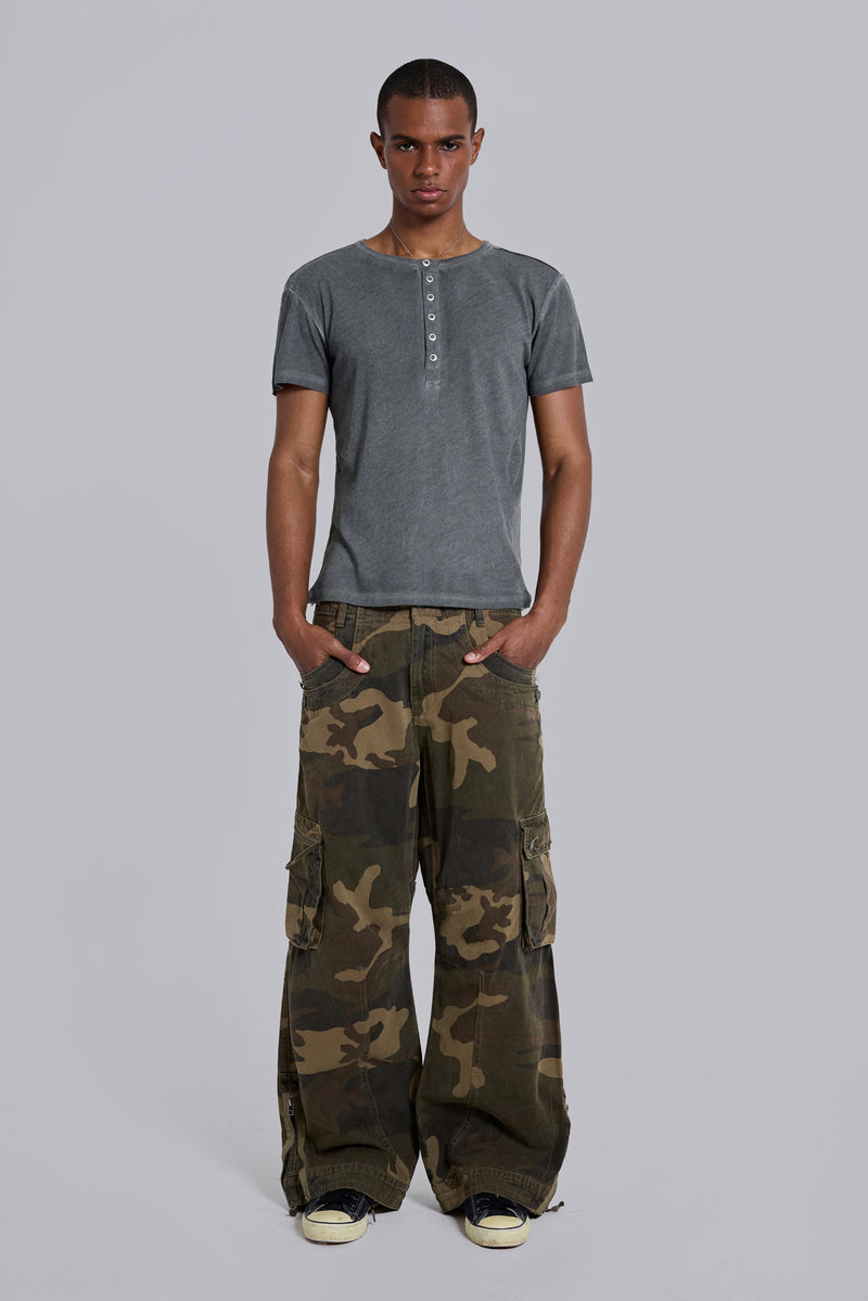 Washed Black Haze Henley T-Shirt
