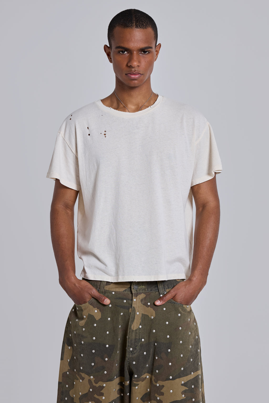 White Moth Cropped T-Shirt | Jaded London | Clothing