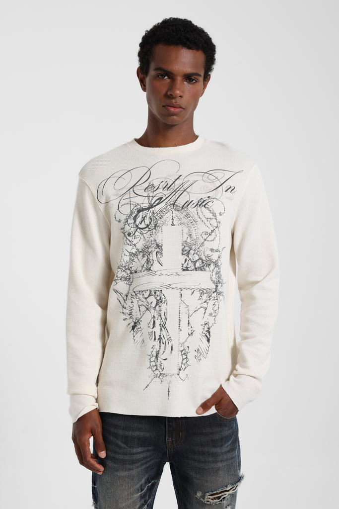 Jaded London Long Sleeve Tシャツ xs y2k Rest In Music Waffle Long Sleeve Top | Jaded London | Clothing