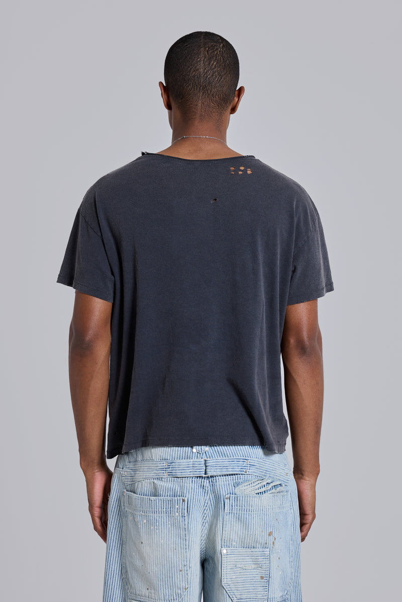 Washed Black Cropped Moth T-Shirt | Jaded London | Clothing
