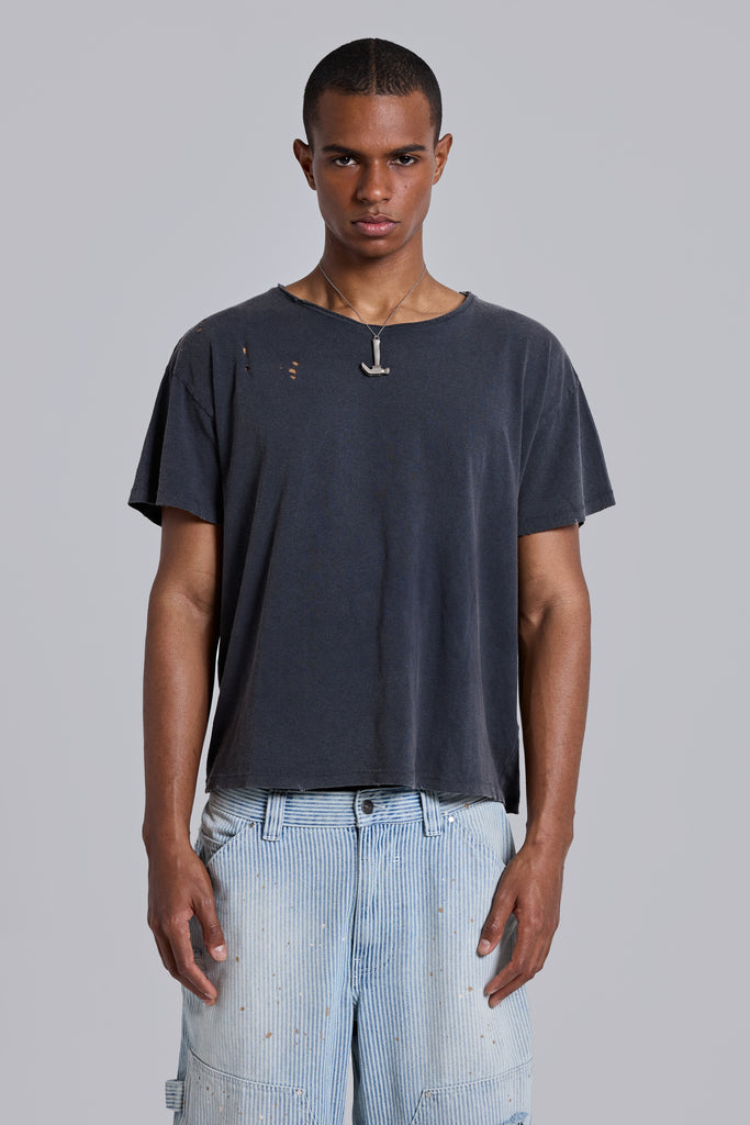 Washed Black Cropped Moth T-Shirt | Jaded London | Clothing