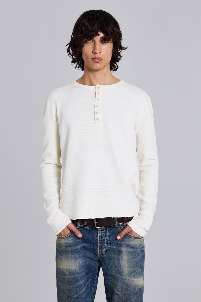 Ecru Waffle Henley Top | Jaded London | Clothing
