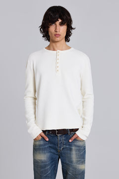 Ecru Waffle Henley Top – view 1