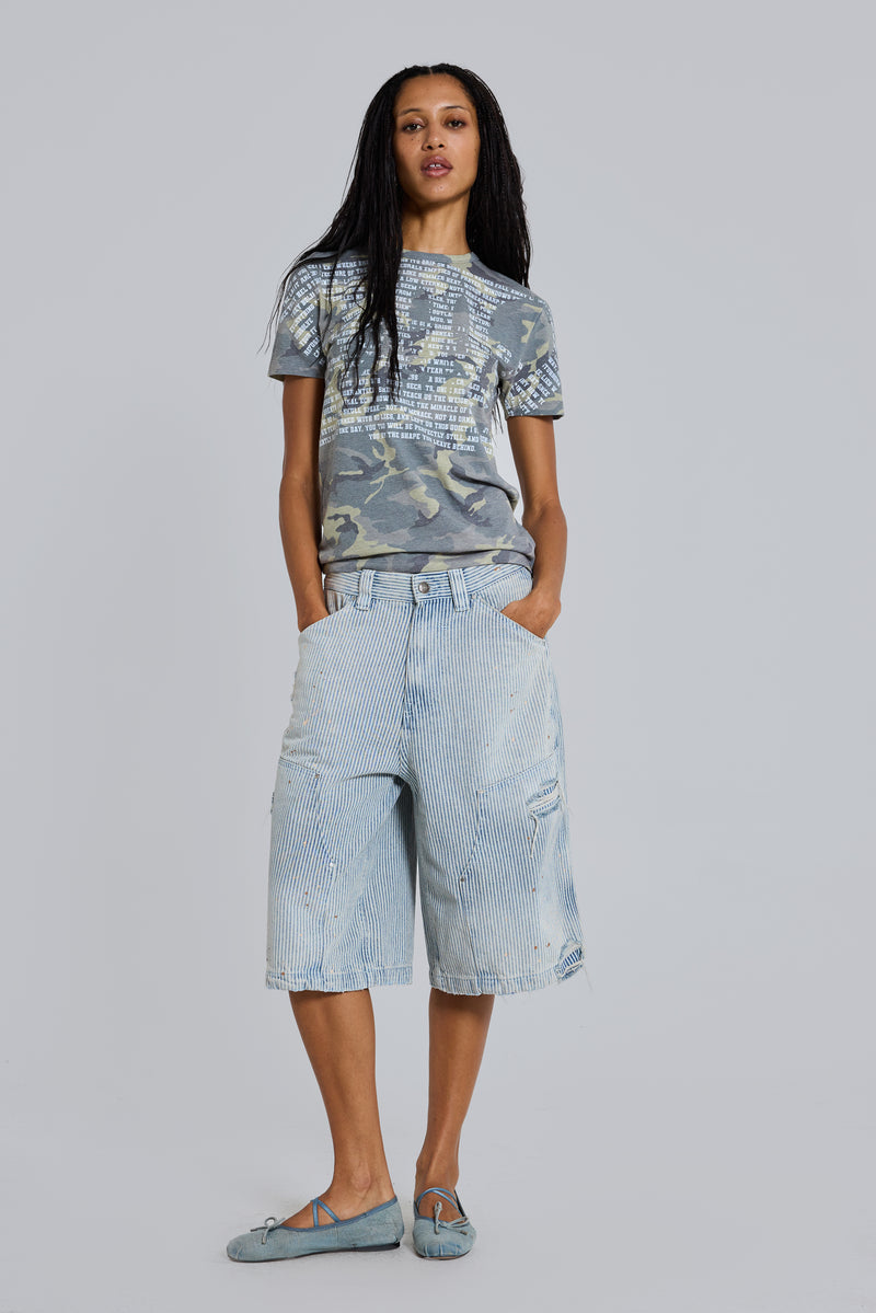 Pinstripe Double Knee Carpenter Jorts