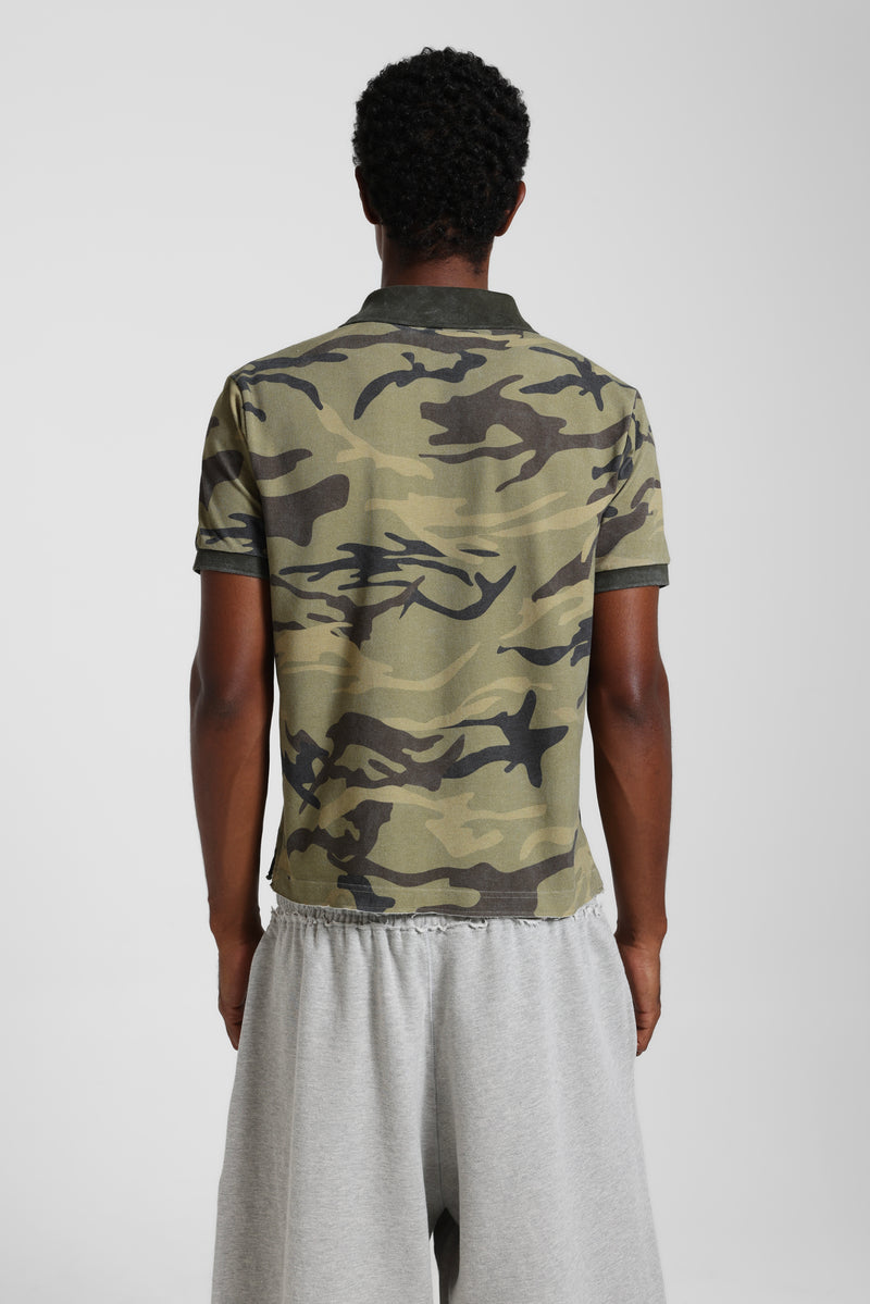 Washed Camo Polo Top