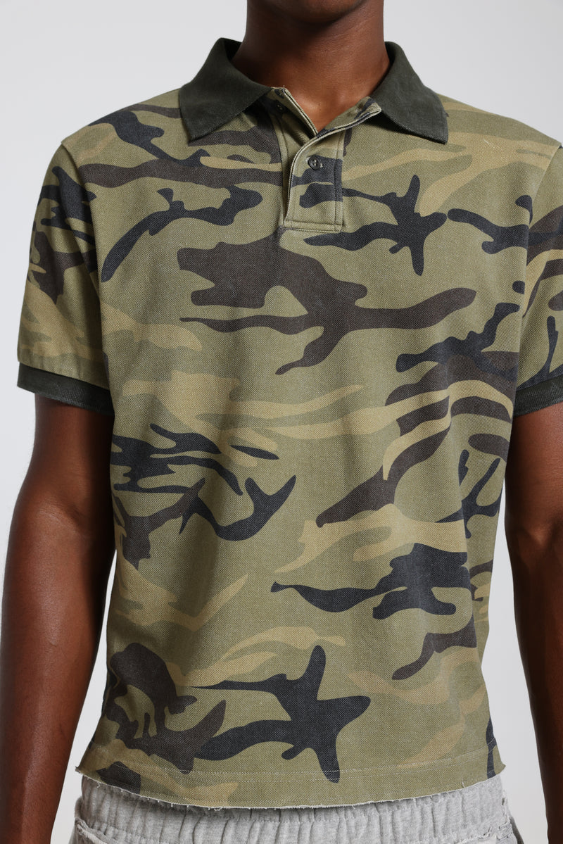 Washed Camo Polo Top