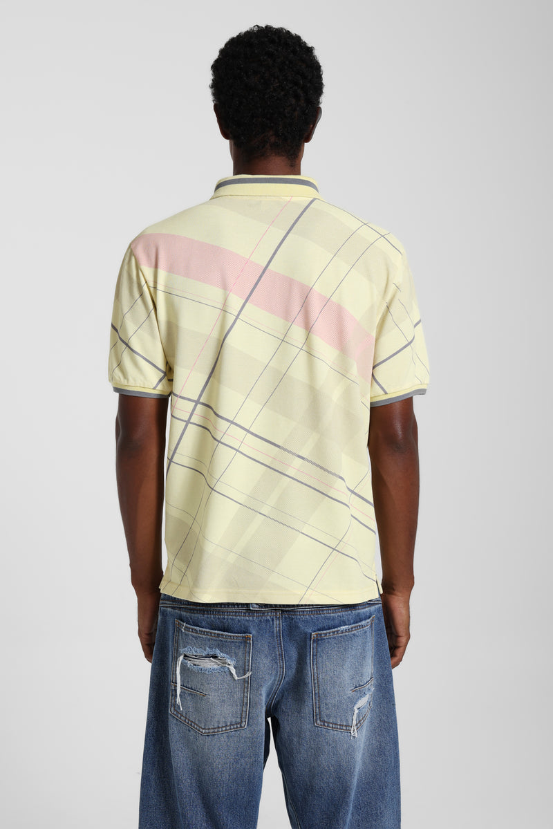Yellow Momentum Check Polo Top