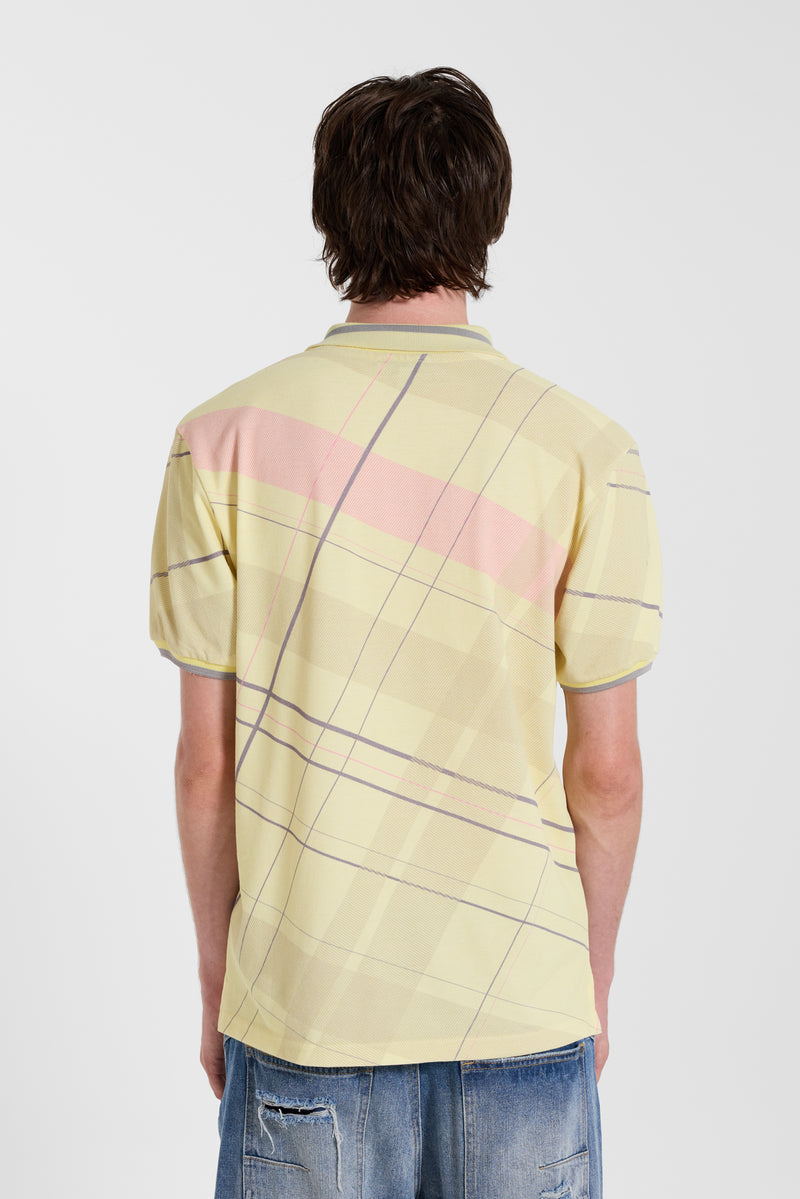 Yellow Momentum Check Polo Top