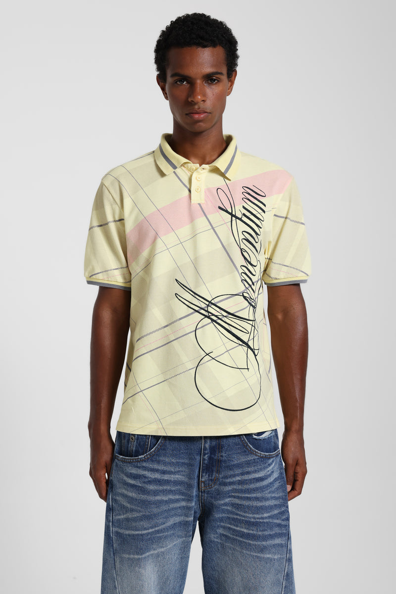 Yellow Momentum Check Polo Top