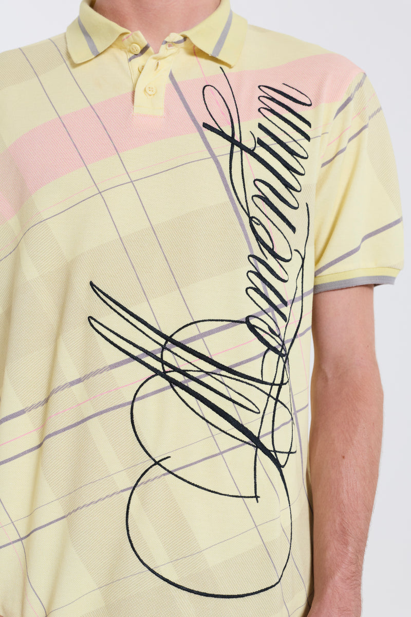 Yellow Momentum Check Polo Top