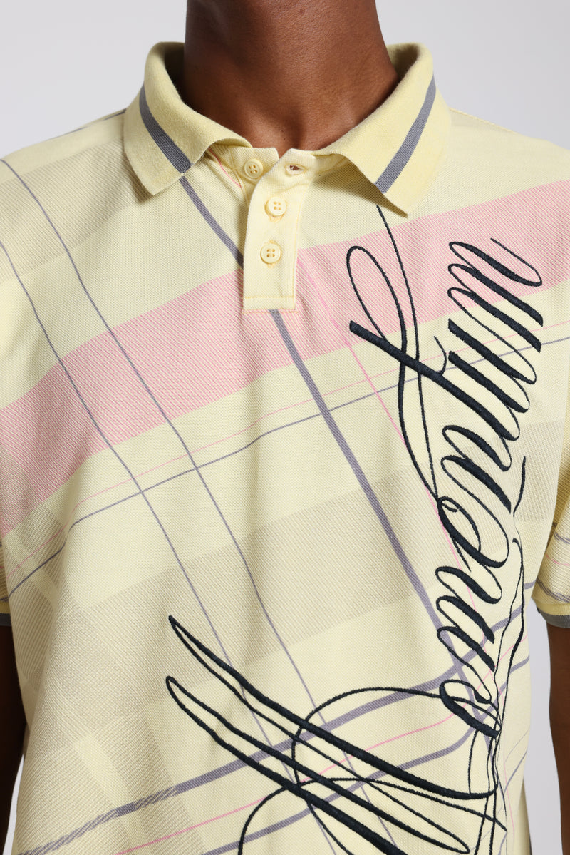 Yellow Momentum Check Polo Top