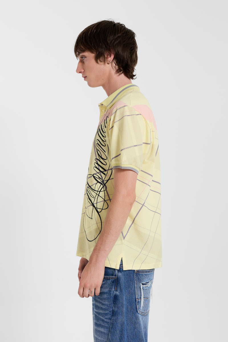 Yellow Momentum Check Polo Top