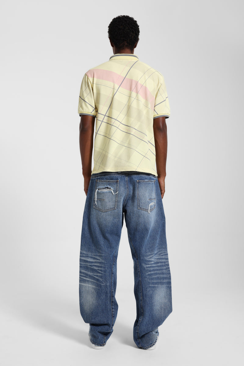 Yellow Momentum Check Polo Top