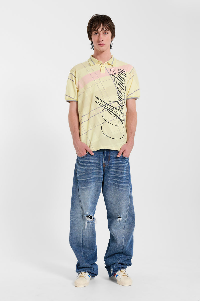 Yellow Momentum Check Polo Top