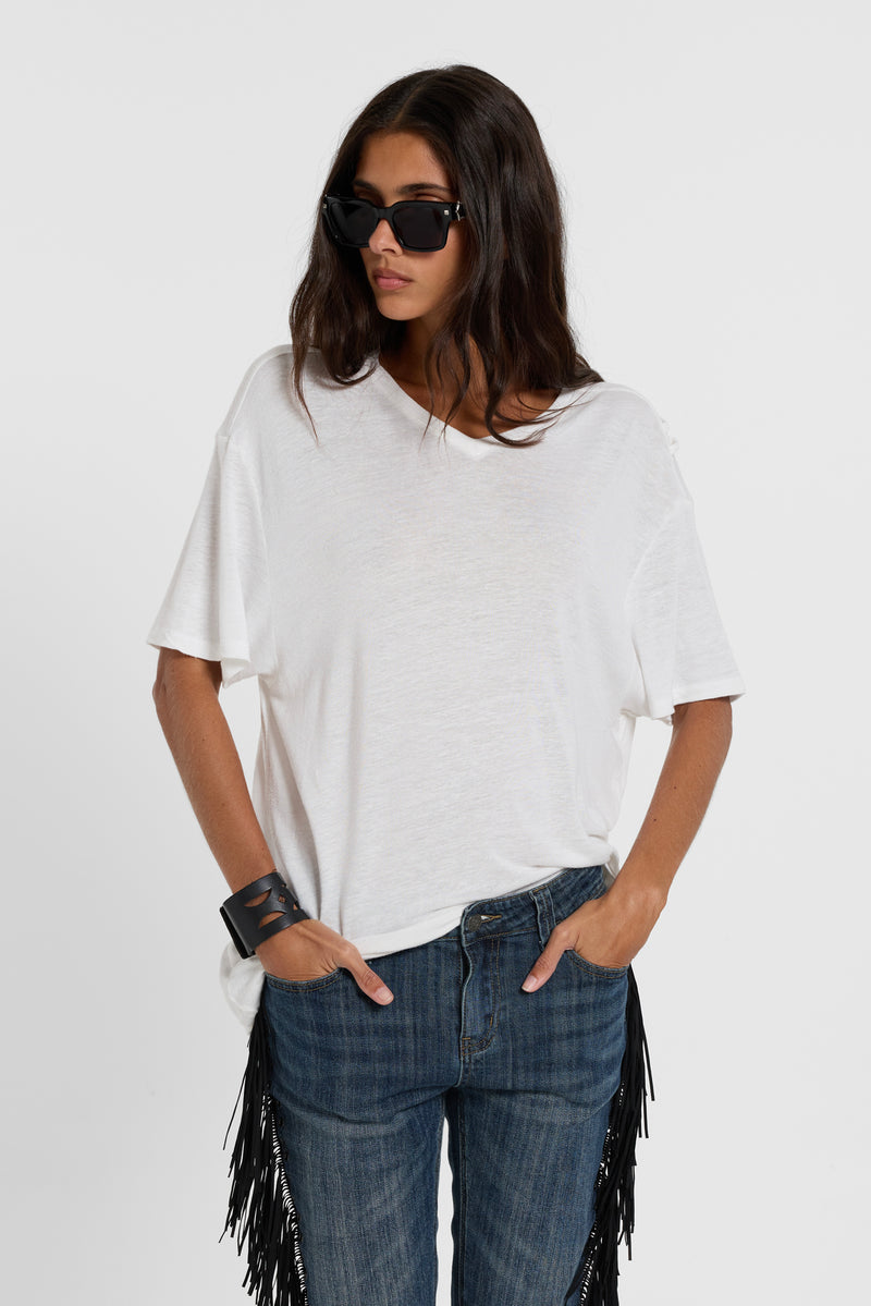 Linen V-Neck T-Shirt