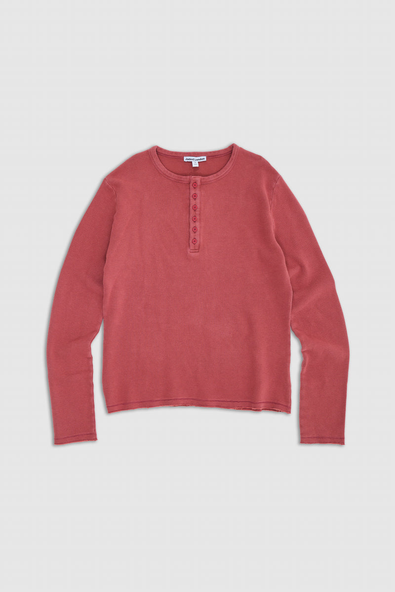 Red Waffle Henley Top