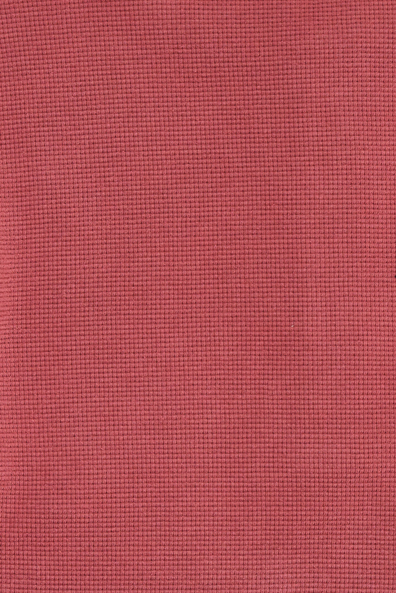 Red Waffle Henley Top