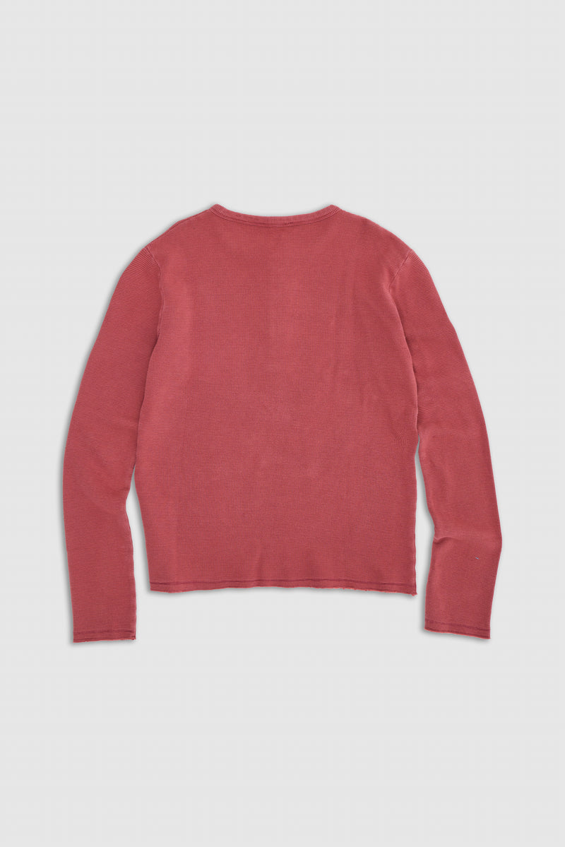 Red Waffle Henley Top