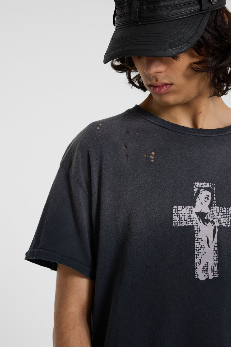 Washed Black Crucifix Tee
