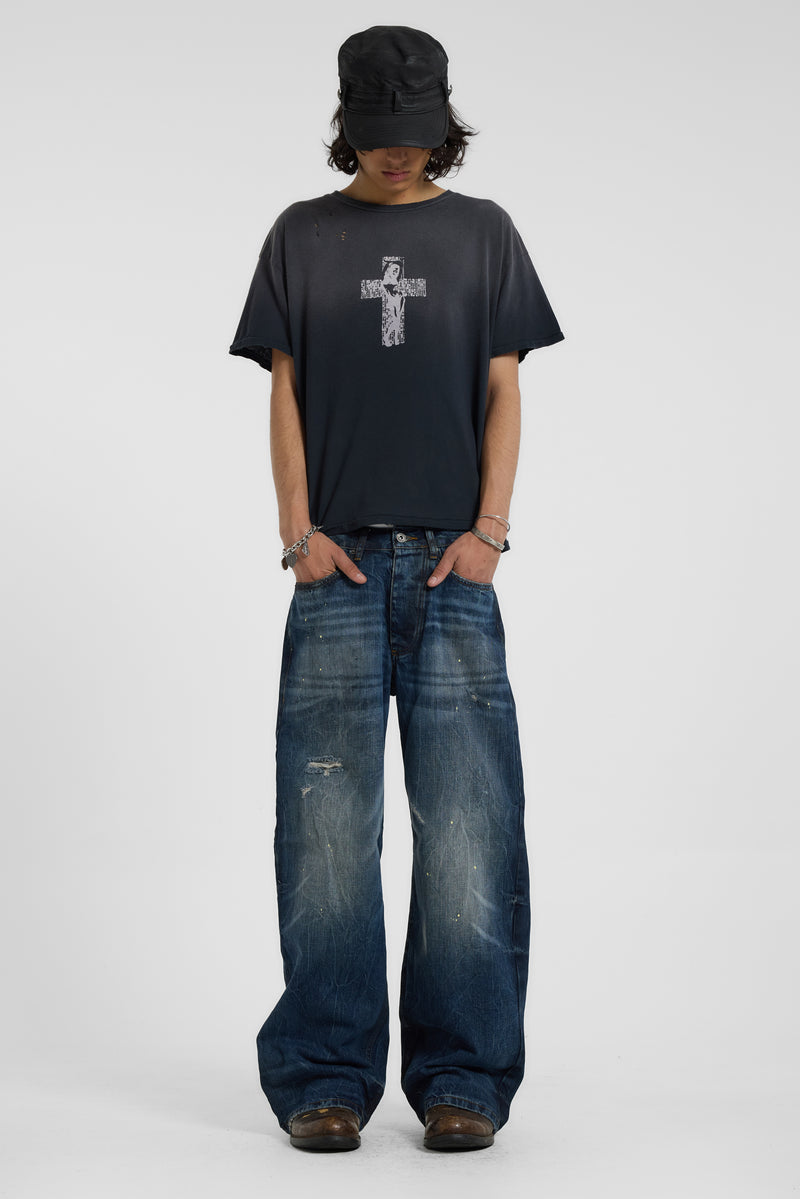Washed Black Crucifix Tee
