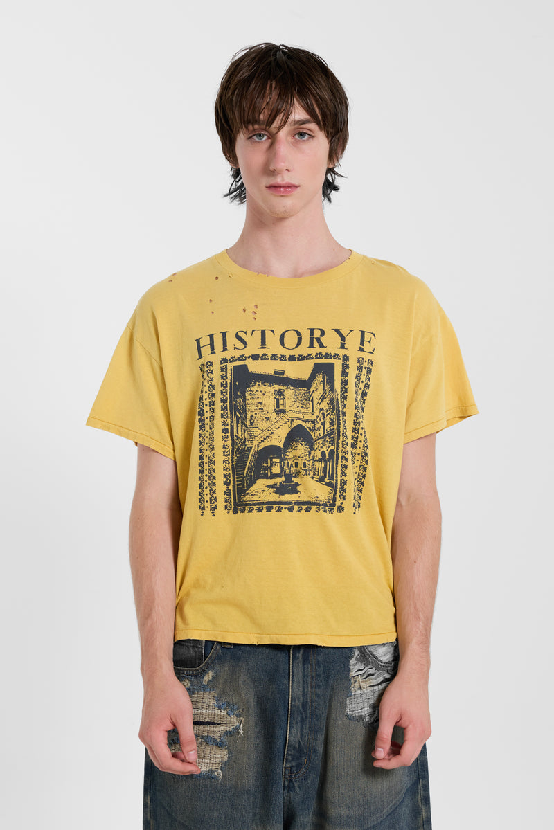 Historye Yellow Cropped T-Shirt