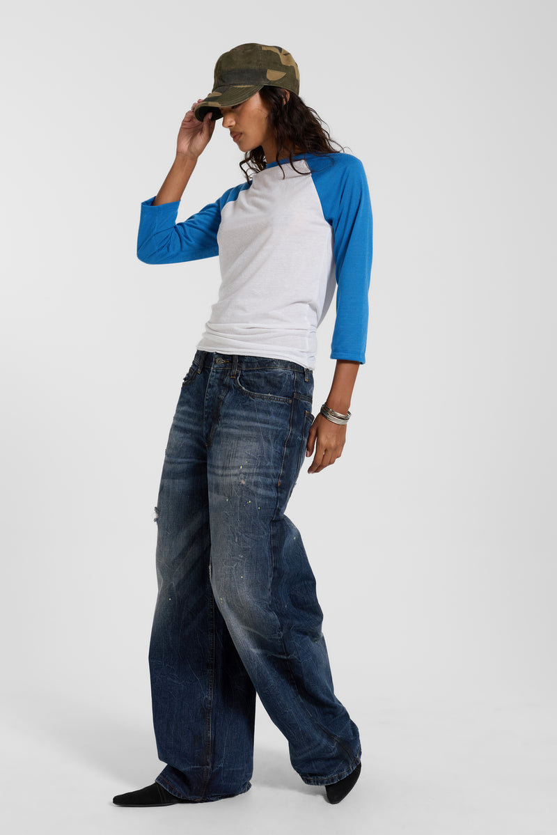 Blue Los Angeles Raglan Top