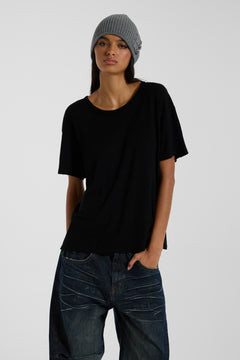 Black Slub T-Shirt - XXS / White