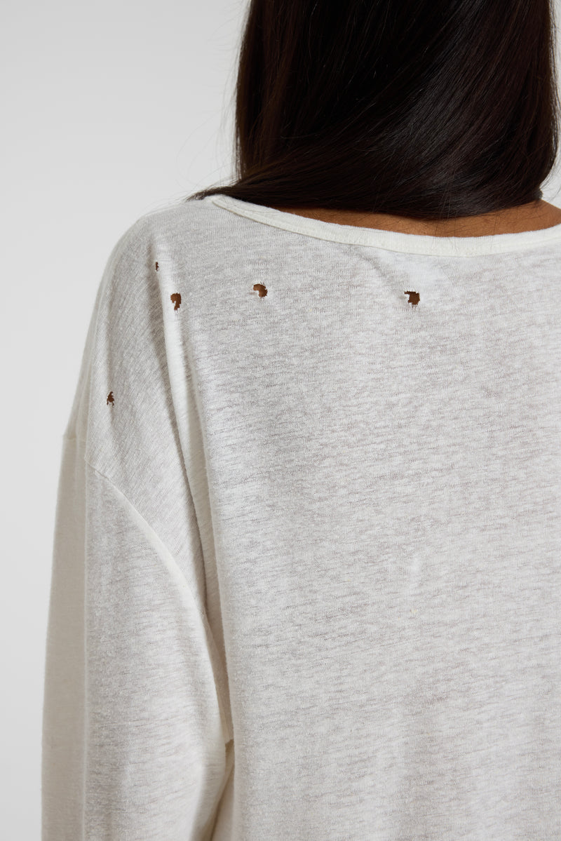 Slub White Long Sleeve T-Shirt