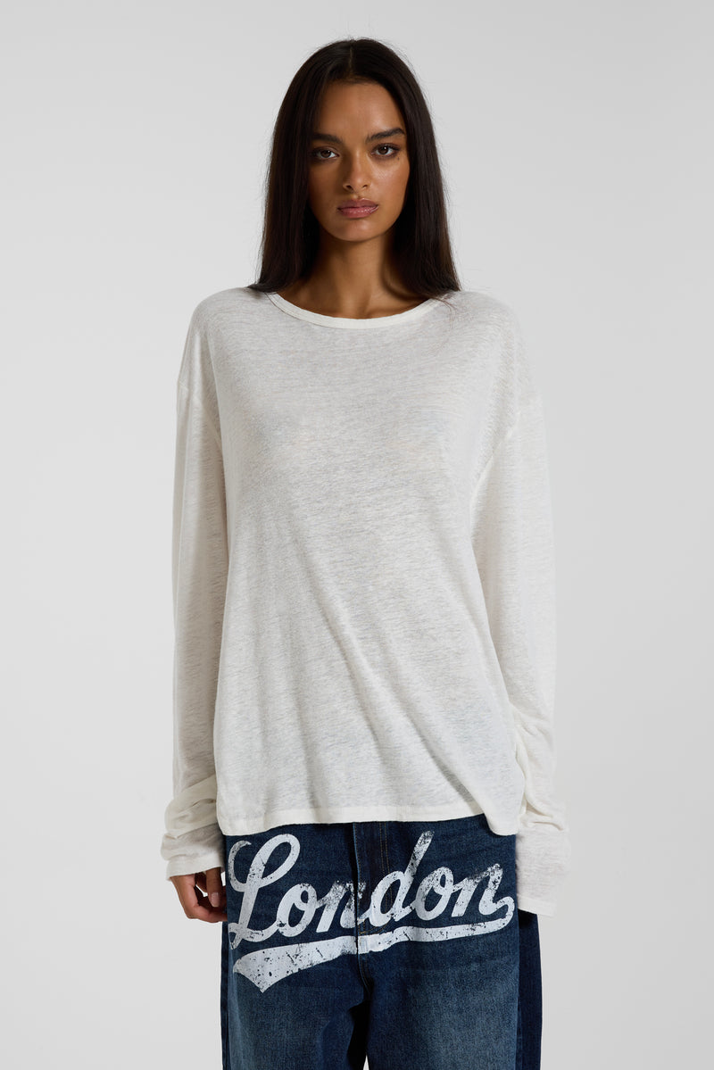 Slub White Long Sleeve T-Shirt