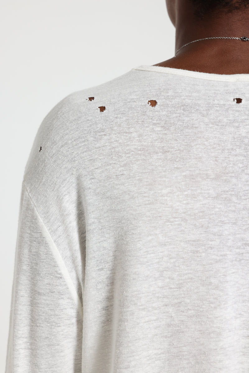 Slub White Long Sleeve T-Shirt – view 5