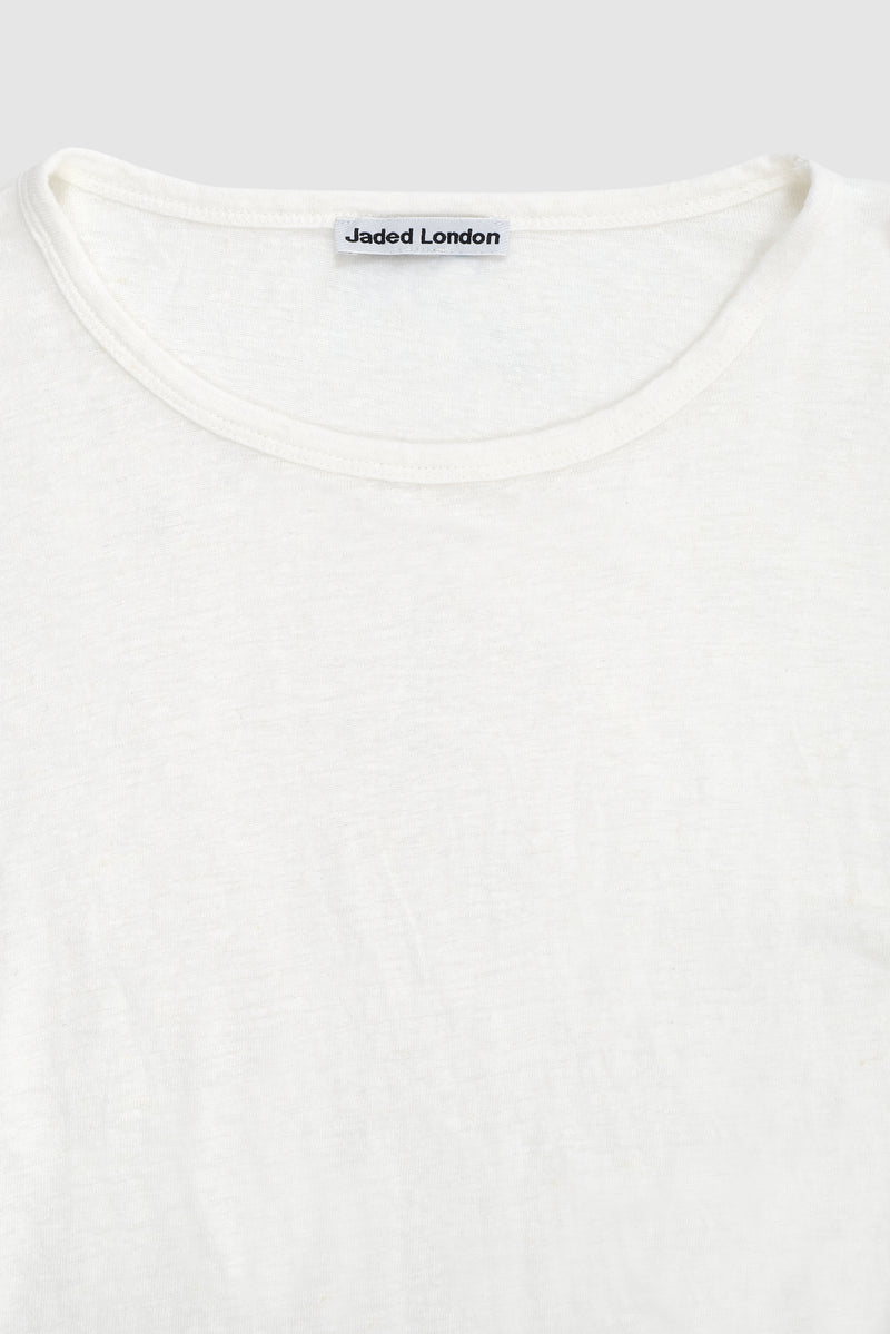 Slub White Long Sleeve T-Shirt – view 8