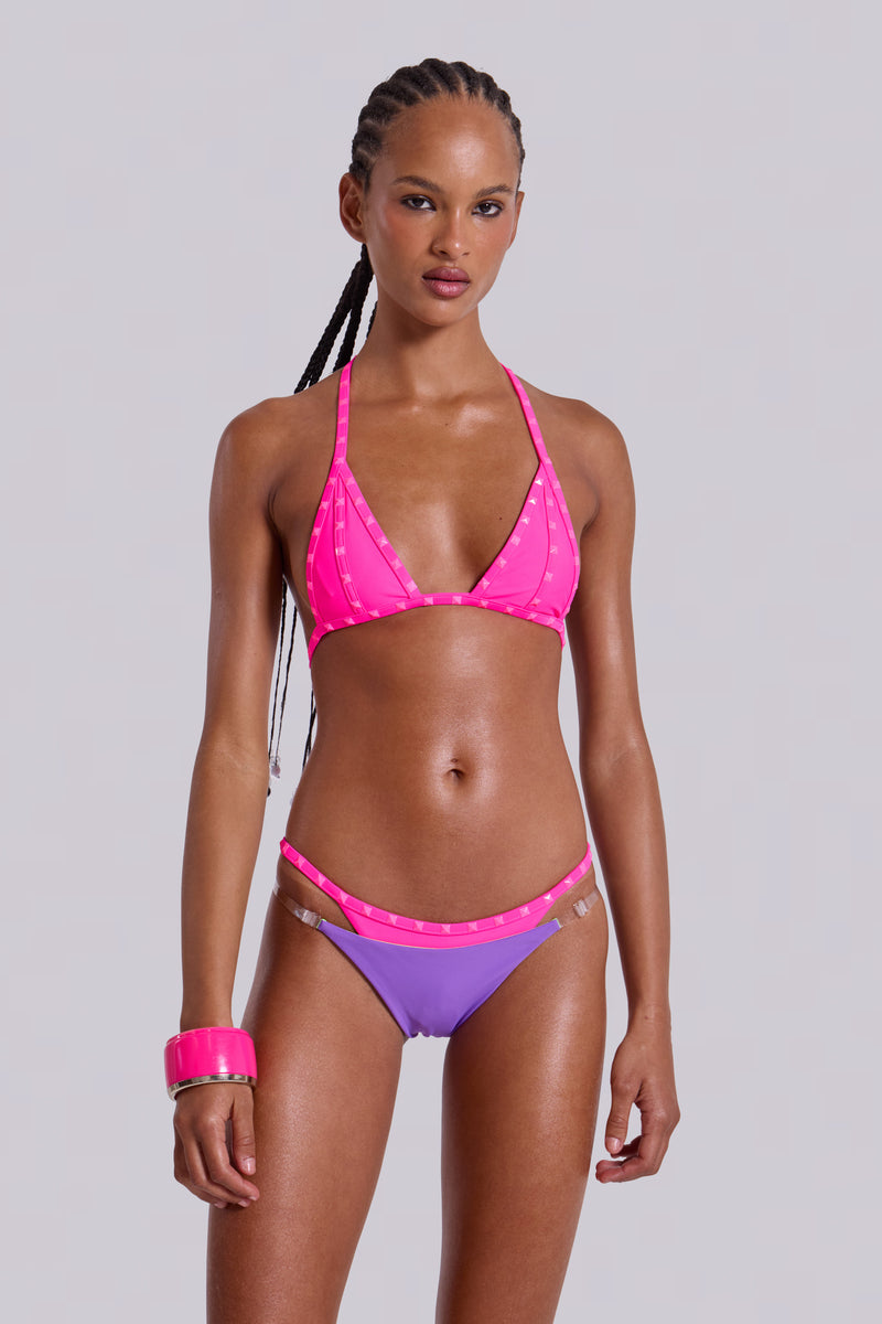 Zyra Neon Studded Triangle Bikini Top