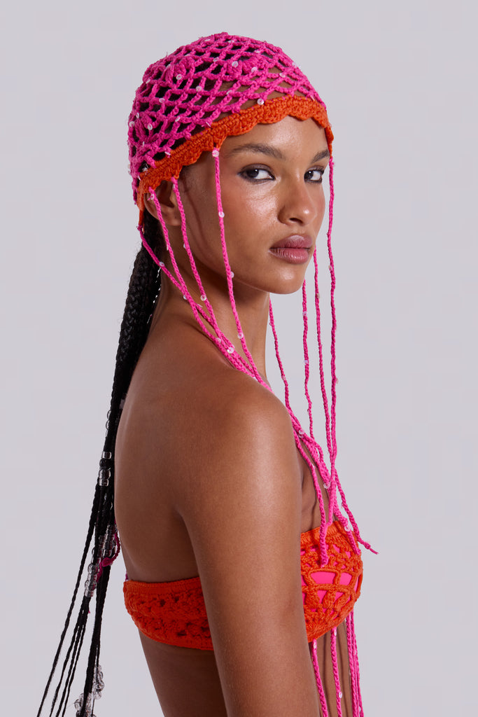 Aurea Crochet Fringe Sequin Hat