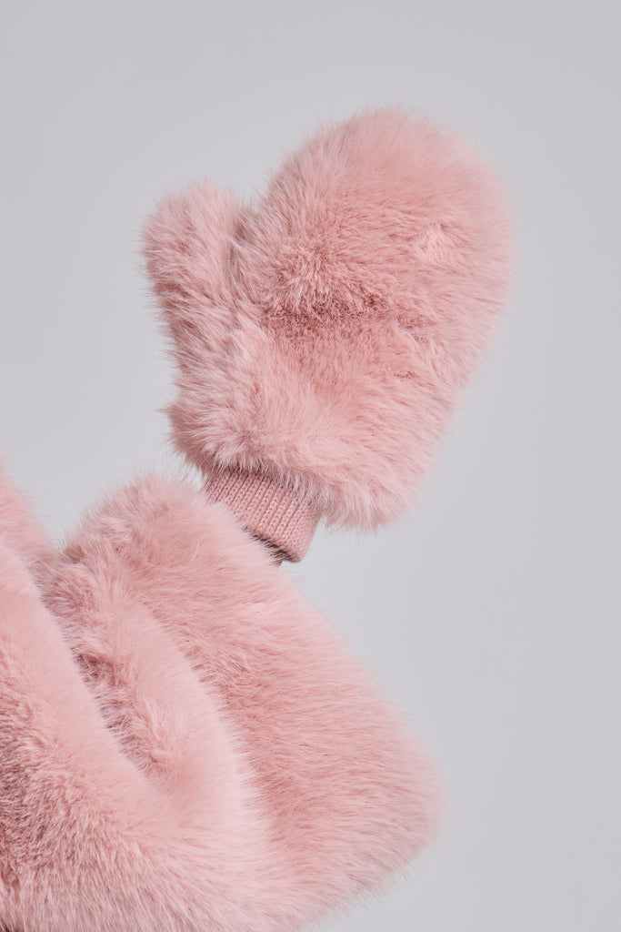 Mara Faux Fur Gloves in Pink