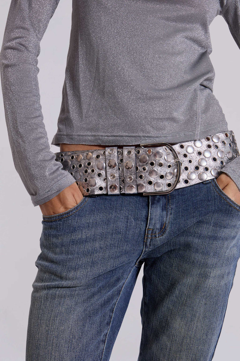 Osmium Studded Belt In Silver