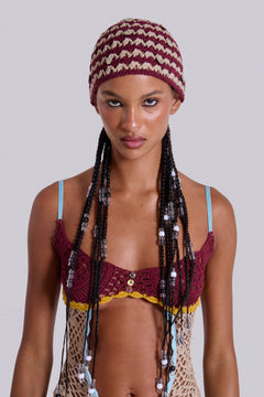 Kalani Crochet Shell Hat - ONE SIZE / Burgundy