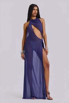 Eclipse Backless Asymmetric Dress - UK 14 / Purple