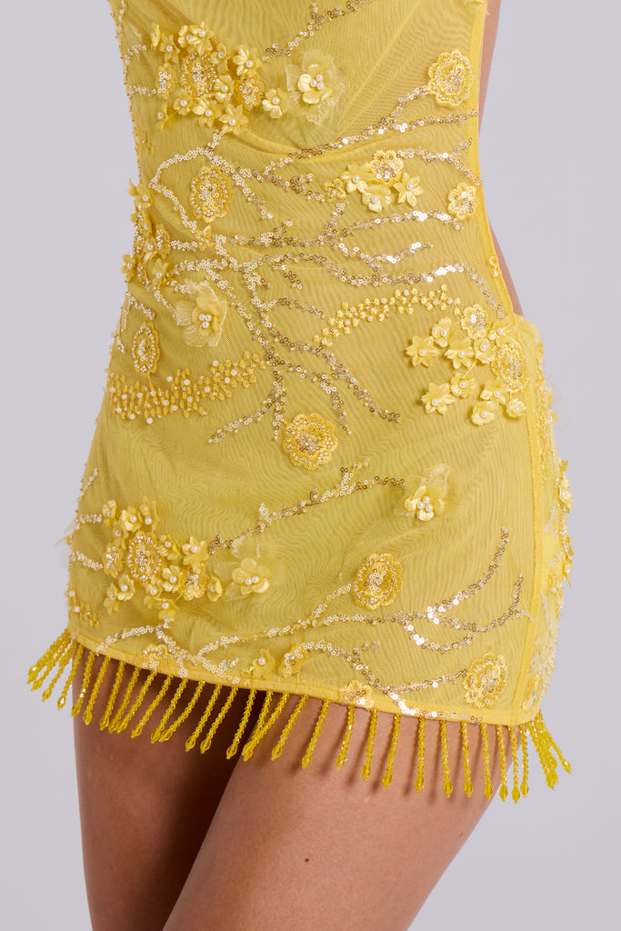 Ellora Embellished Mini Dress in Solar