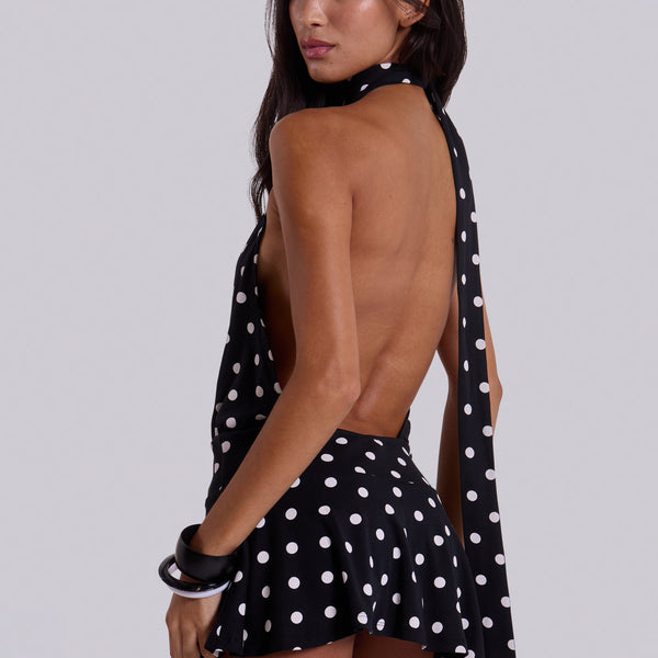 Enya Backless Mini Dress in XL Polkadot | Jaded London | Clothing